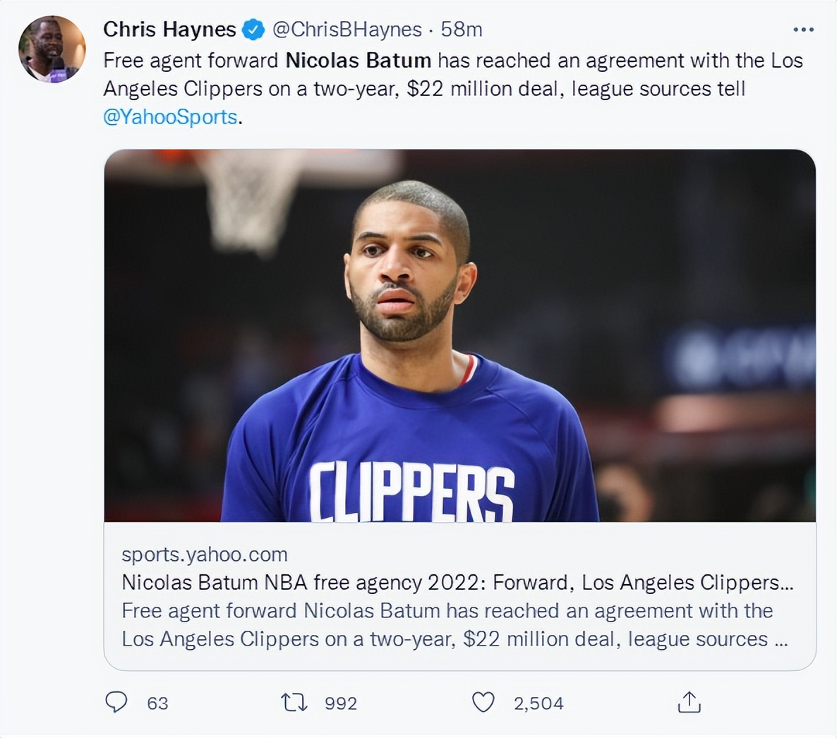 NBA洛杉矶快船队续约重要球员合同